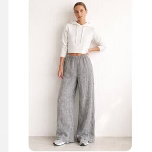 Beau Jours Super Wide-Leg Pull-On Pants Blue  Gray  Small